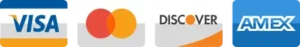 Visa, Mastercard, Discover, and American Express accepted