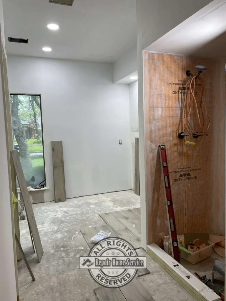 Complex bathroom remodel project completed after previous contractor abandoned the job in Cypress TX