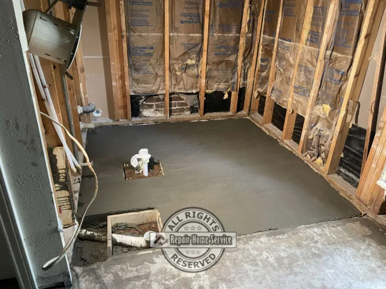 Bathroom framing and rough construction work before tile and finish installation in Houston TX