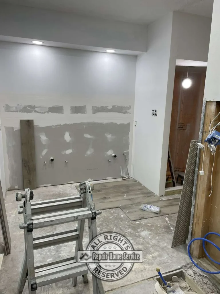 Custom tiled shower walls with clean grout lines and modern bathroom finishes in Cypress TX
