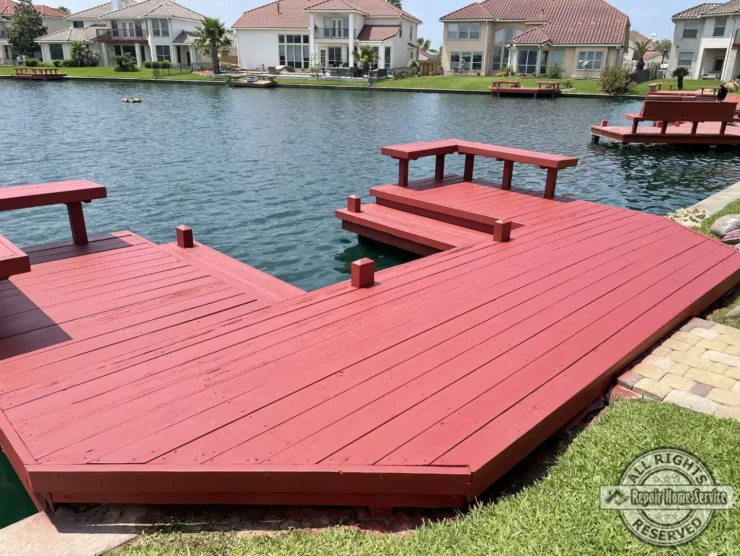 complete restoration of lakeside deck finished in Houston Texas