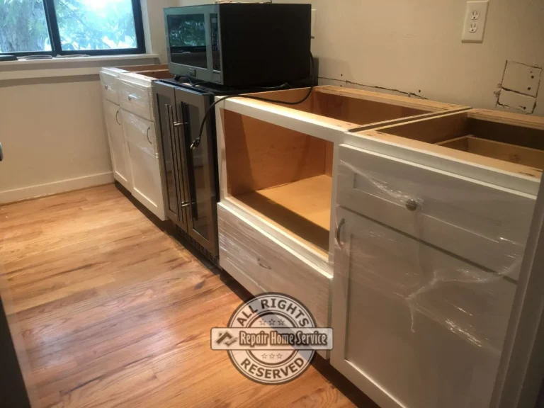 Custom coffee station pantry area with open shelving and built-in cabinetry in Houston Texas