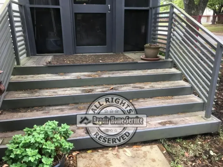 Faded and worn IPE deck surface before restoration in Houston Texas