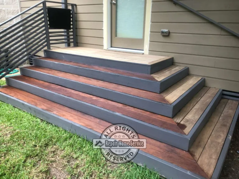 Close-up of restored IPE hardwood deck after refinishing service in Houston