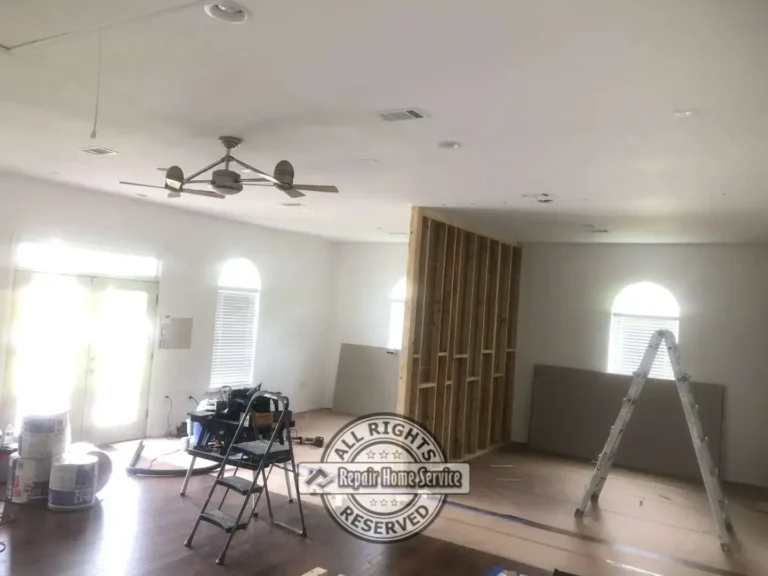 Interior wall framing construction creating private office spaces within a commercial insurance office renovation project in Houston TX.